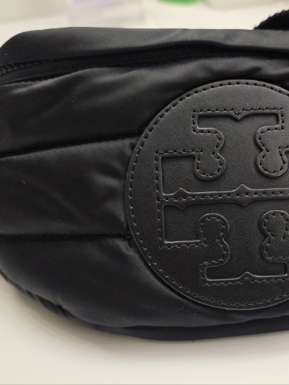 Tory Burch Black Quilted Logo Crossbody Pouch